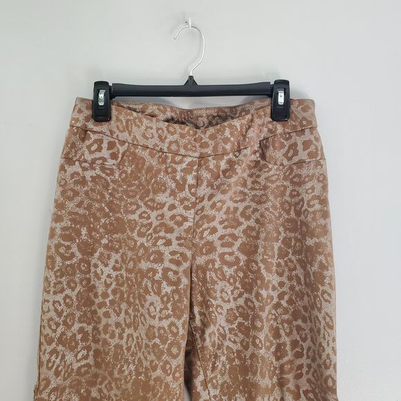 Slim-Sation By Multiples Straight Leg Leopard Print Pants Size 12 - Picture 3 of 8